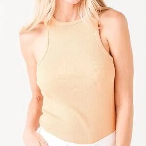 Agolde Ribbed Tank High Neck Orange Women’s Medium Organic Cotton Tencel Medium